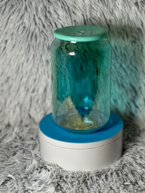Glass Cup With Color Top